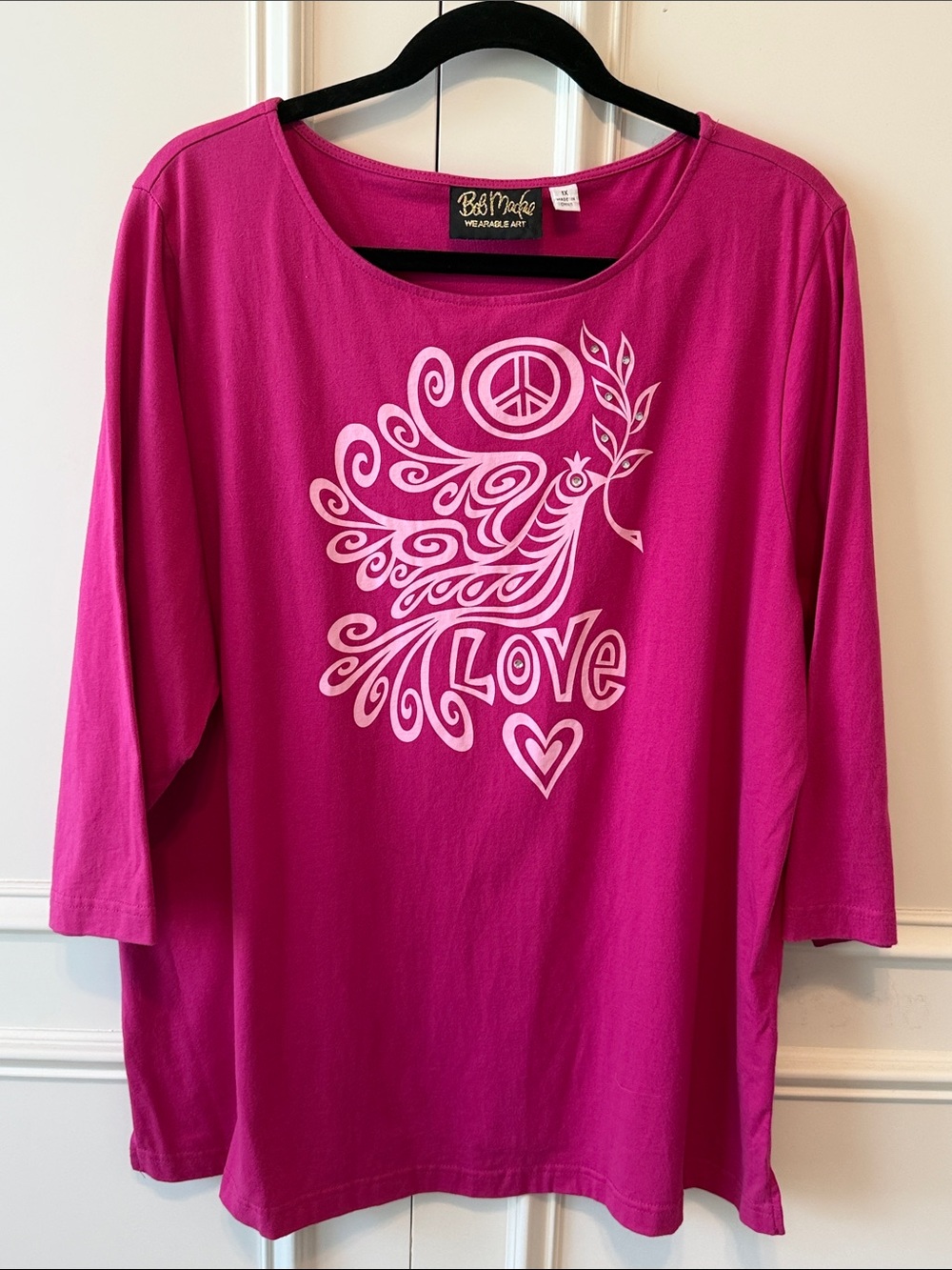 Bob Mackie Fuchsia Graphic 'Love' Long Sleeve Tee